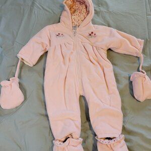 Little Me Winter Hooded One Piece Outfit with Detachable Mittens and Footies